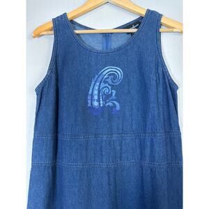 Vintage Denim Jumper Dress Sleeveless Denim 10 Teacher Blue Jean Overall Dress